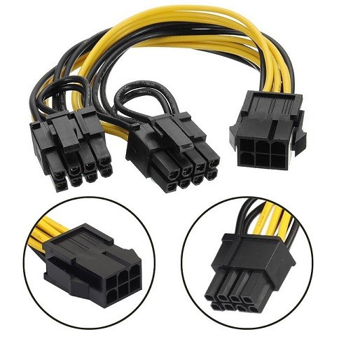 Kabel Power VGA 6 dan 8 pin Female to 2 x 8 Pin Male PCIE Riser