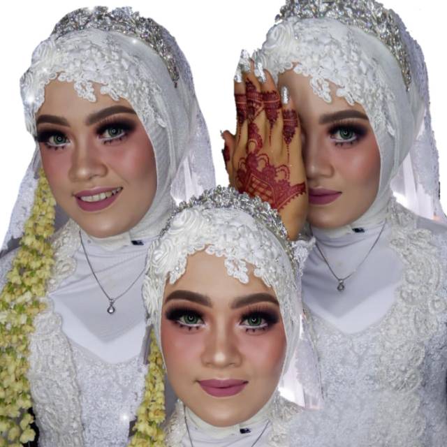 Headpiece putih / aksesoris hijab / bros kepala