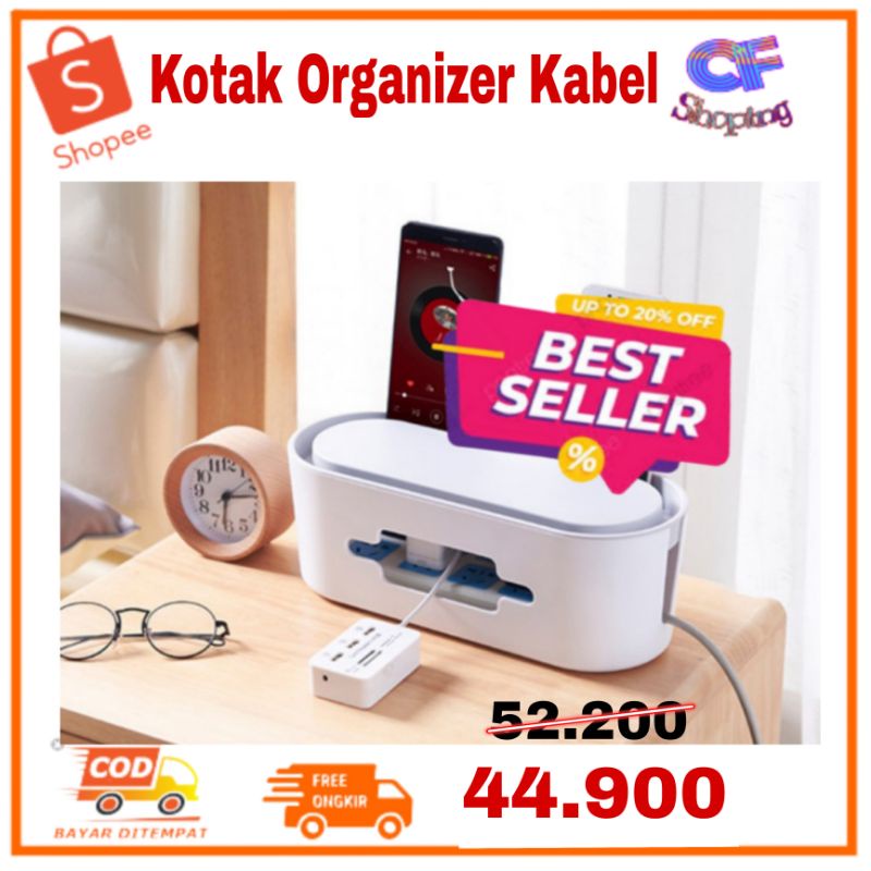 Kotak Kabel Cable Organizer Rumah Box Tempat Kabel Charger HP Plastik Pengaman Stop Kontak Management Box Murah