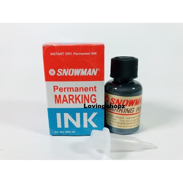 

Murah Tinta Snowman Permanent Marking Ink, Refill Spidol Snowman Permanent Bergaransi