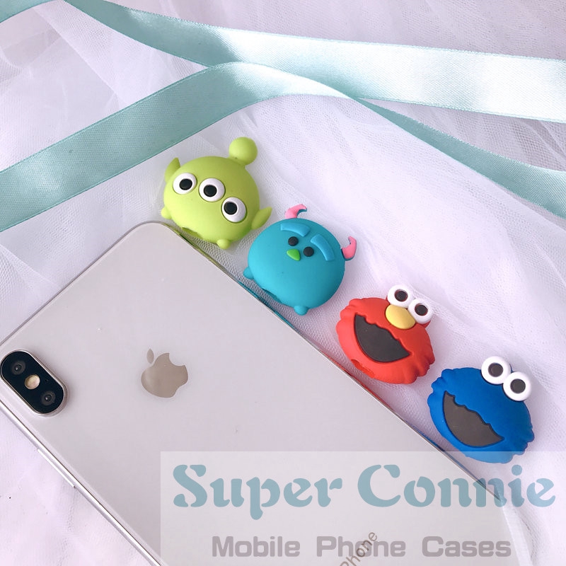1pc Pelindung Kepala Kabel Datacharger Usb Model Kartun Beruangelmo Untuk Iphoneandroid