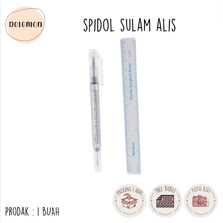 

Spidol sulam Alis Waterproof / pena Penanda Sulam Alis + Penggaris / Spidol Tondaus Surgical