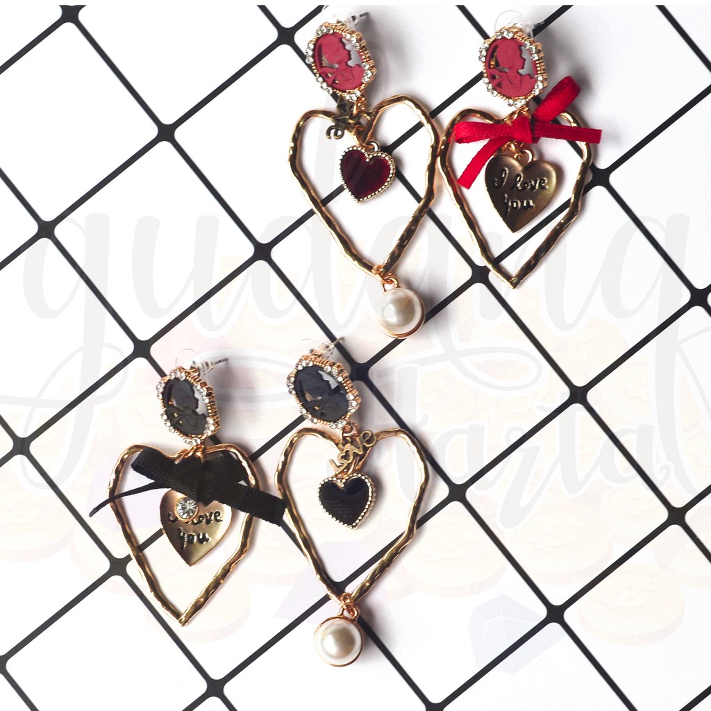 Anting Stud Heart I Love You Panjang GH 203545