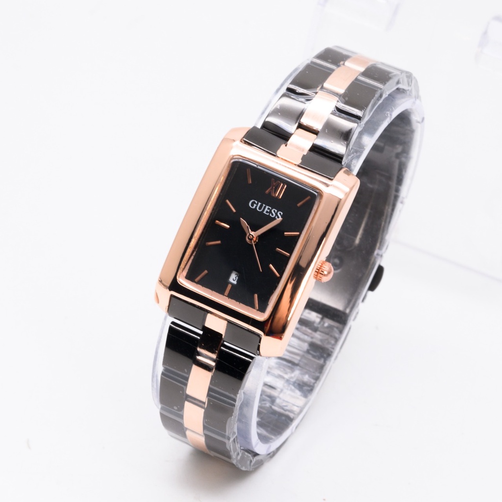 Jam Tangan Wanita Fashion H2703B Tali Rantai Case Segi Tanggal Aktif Free Box &amp; Baterai