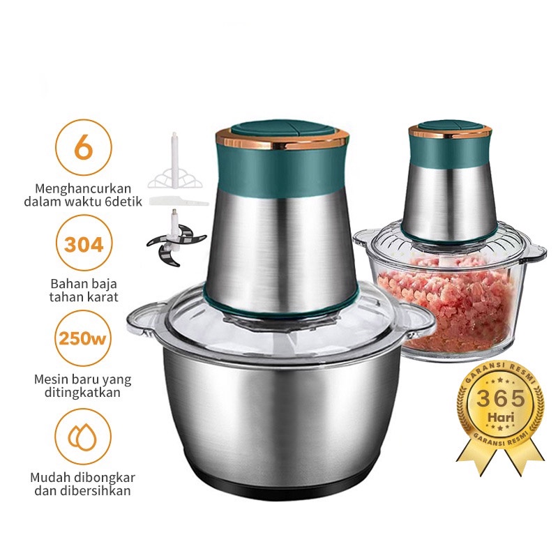 Blender Daging Stainless 2L /Daging Penggiling Meat /Blender Elektrik Stainless Steel Chopper Grinder
