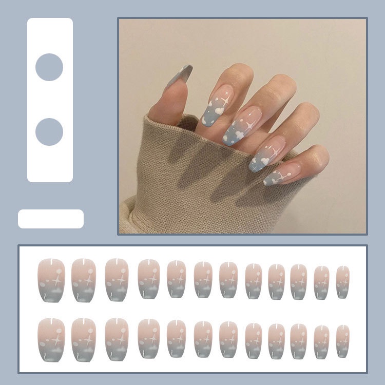 Kuku Palsu Fake Nail 24 Pcs Kemasan Strip Kuku Palsu Baru Fake Nails Kuku Palsu 3d Kuku Palsu Polos French Manicure-T128