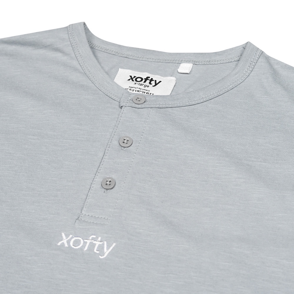 Xofty Kaos Henley Slub Grey O-Neck T-shirt Cotton 30s