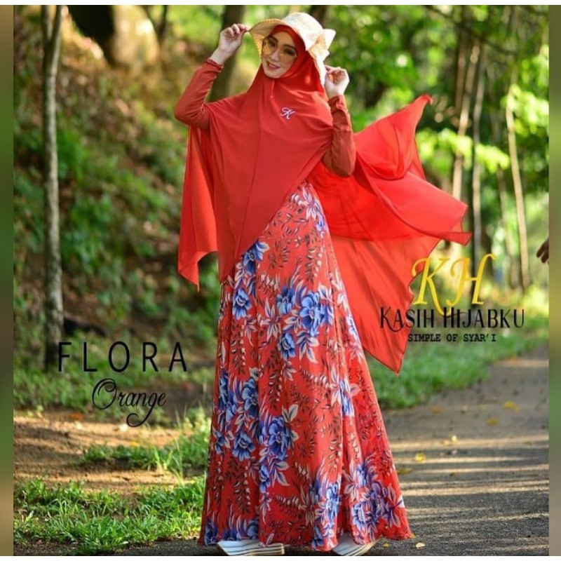 FLORA ORANGE / ORIGINAL BY KASIH HIJABKU / GAMIS AJA