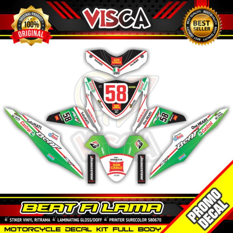 STICKER DECAL FULL BODY HONDA BEAT FI OLD CASTROL