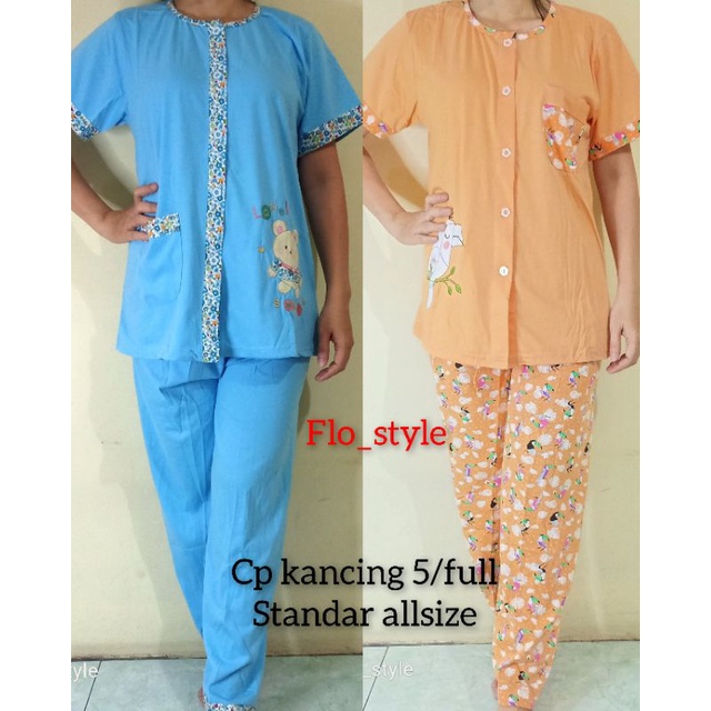 baju tidur cp kancing full lorita all size kaos tebal tinny lorita by sofie
