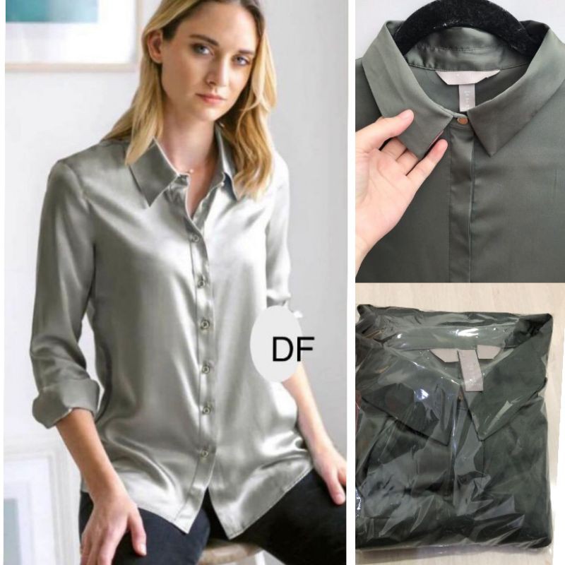  Kemeja  Basic H M SILK Satin  Polyster H M Women Blouse 