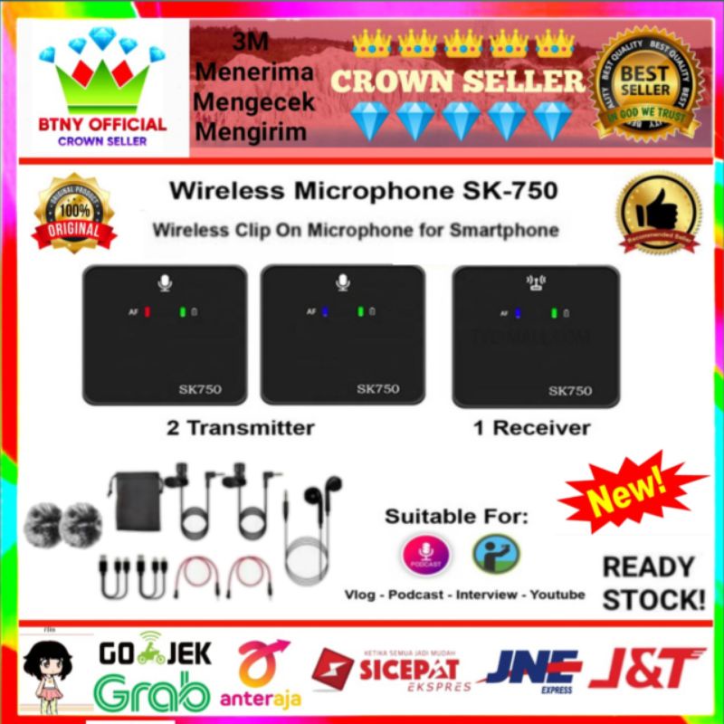 Microphone SK750 Clip On Wireless For Camera HP Uniqcam Mic SK 750 ori