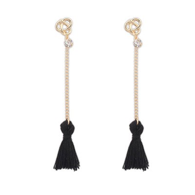 LRC Anting Tusuk Bohemia Padparadscha Diamond Decorated Tassel Design Alloy Stud Earring