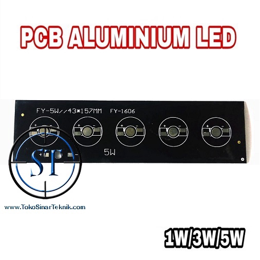 PCB LED Lidi 5Watt Alumunium ( 1Watt / 3Watt x 5 Led ) Pendingin 1w 3w 5w Akuarium Heatsink Lensa Aquarium