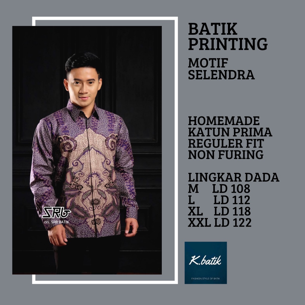 KEMEJA BATIK PRIA LENGAN PANJANG MOTIF SELENDRA UNGU BATIK MODERN BATIK SERAGAMAN KANTORAN BATIK PEKALONGAN BATIK KATUN