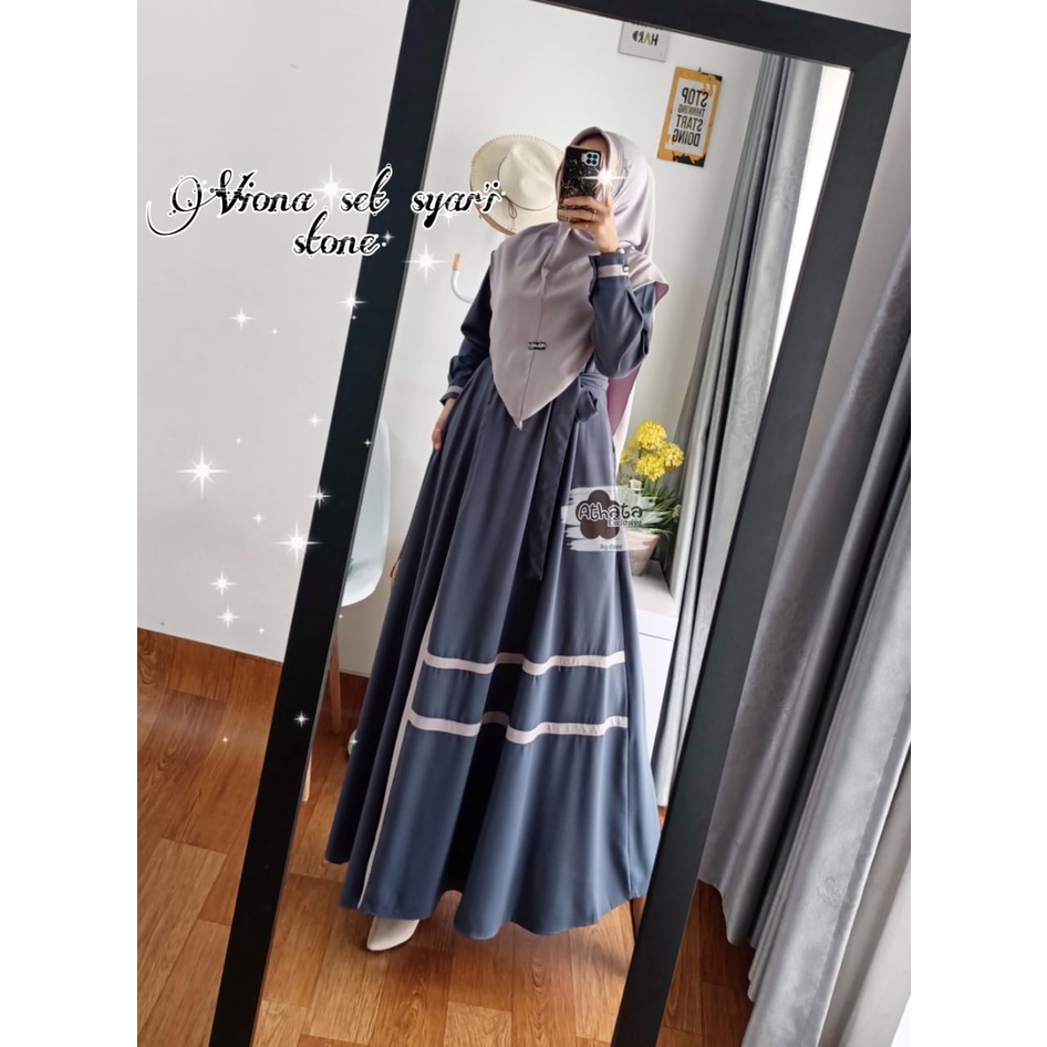 VIONA SET SYAR'I BY ATHATA ORIGINAL / GAMIS TERBARU POLOS / FASHION WANITA MUSLIMAH MURAH COD / QWIN