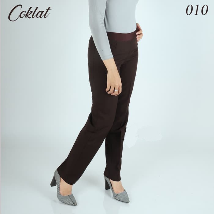 Celana Formal coklat tua pramuka Celana - pinggang karet Formal Casual Fashion Muslimah