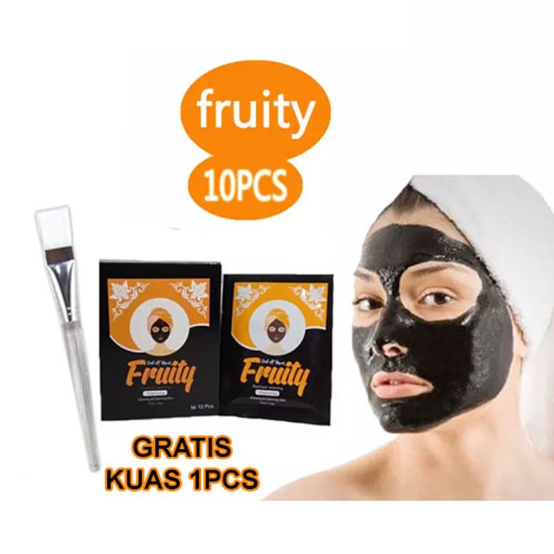 HOPE STORE - [ 1 Box 10 PCS ] BPOM Masker Wajah Fruity Naturgo / Masker Lumpur Blackmask Ampuh Mengangkat Komedo + FREE KUAS