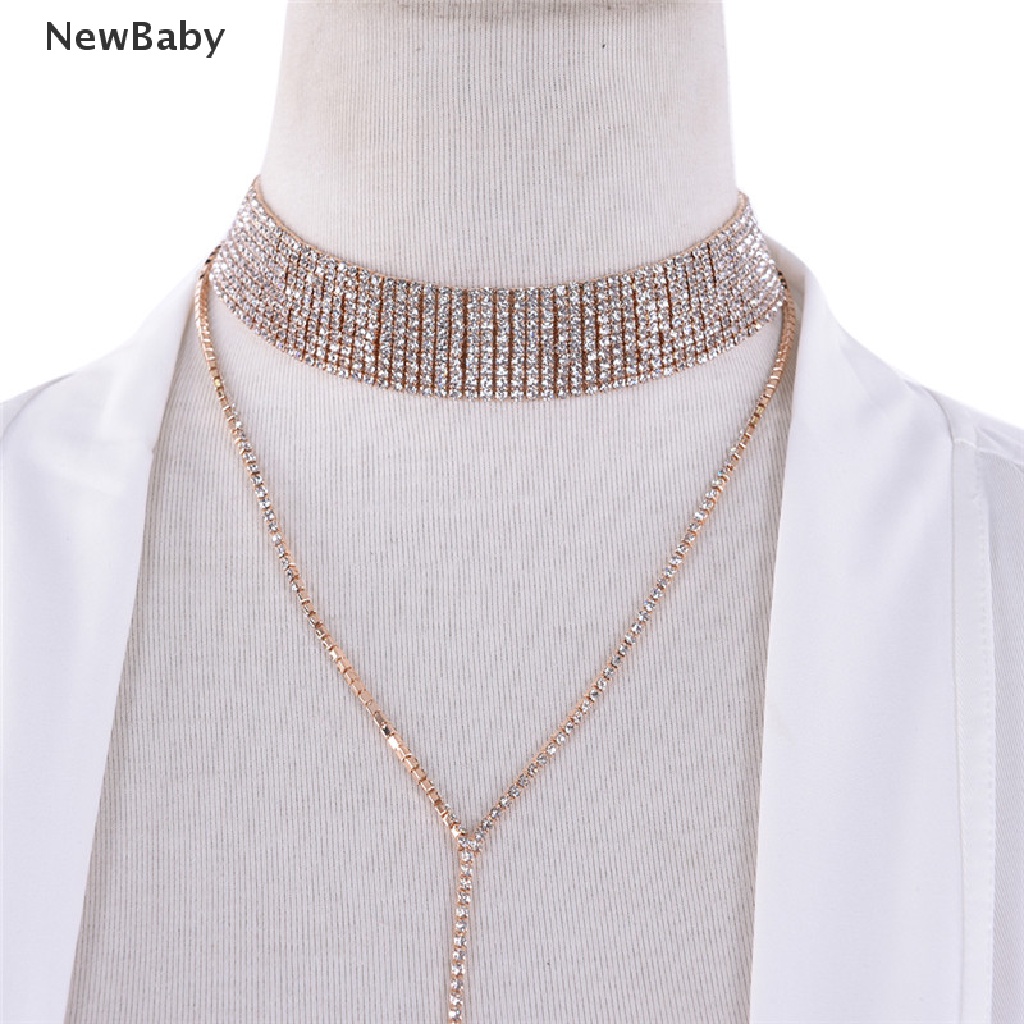 NewBaby Fashion Women Clavicle Necklace Rhinestone Pendant Chain Choker Collar Jewelry ID