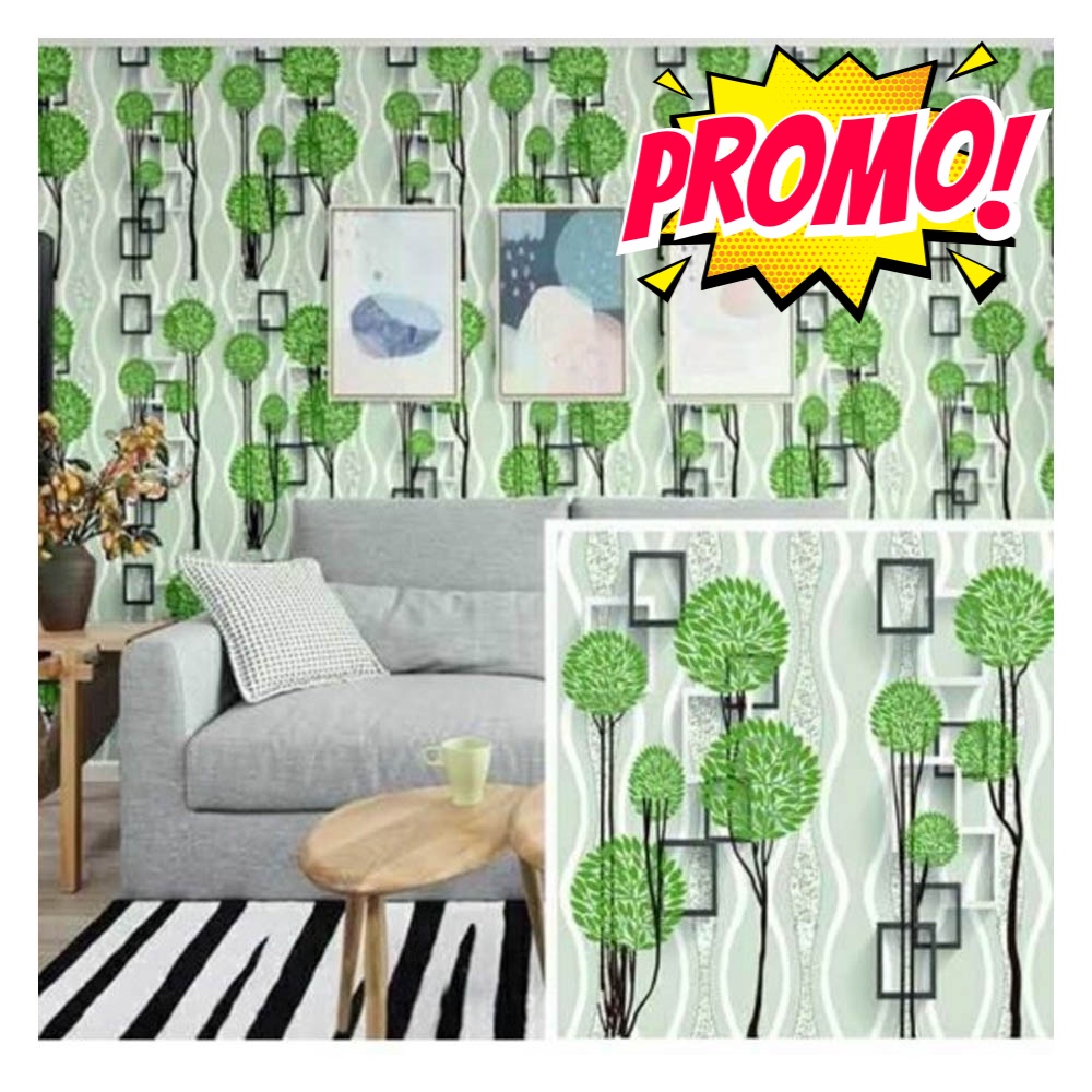 Wallpaper / Wallpaper Stiker Dinding Bahan PVC Anti Air / Wallpaper kamar Tidur Dandelion Hijau