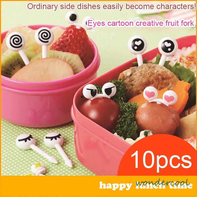 Garpu Buah Mini Set 10pcs Kartun Binatang Peternakan - Garpu Bento Buah Motif Animal -Won