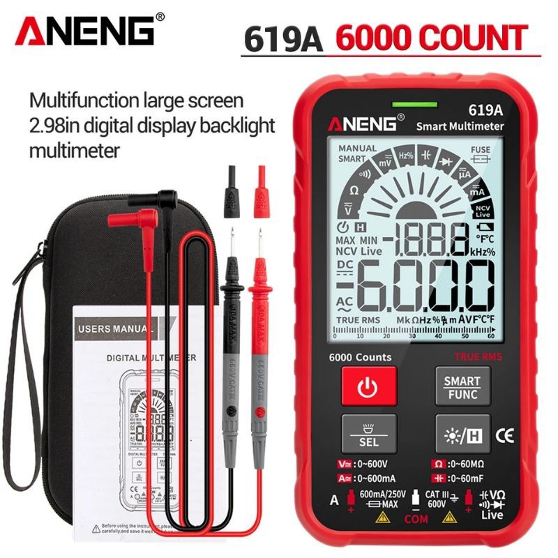 ANENG 619A Multimeter AC/DC True RMS 6000 Ampere Multimetro NCV Meter