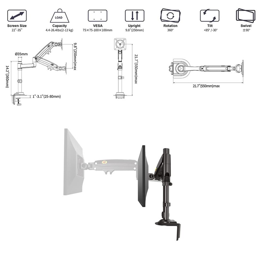 Bracket North Bayou H100 22&quot; - 35&quot; / Bracket Monitor