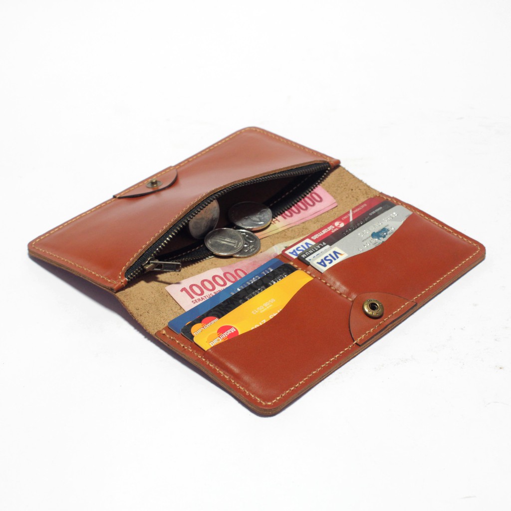 dompet cewek model panjang - long wallet kulit asli warna tan PHWL710