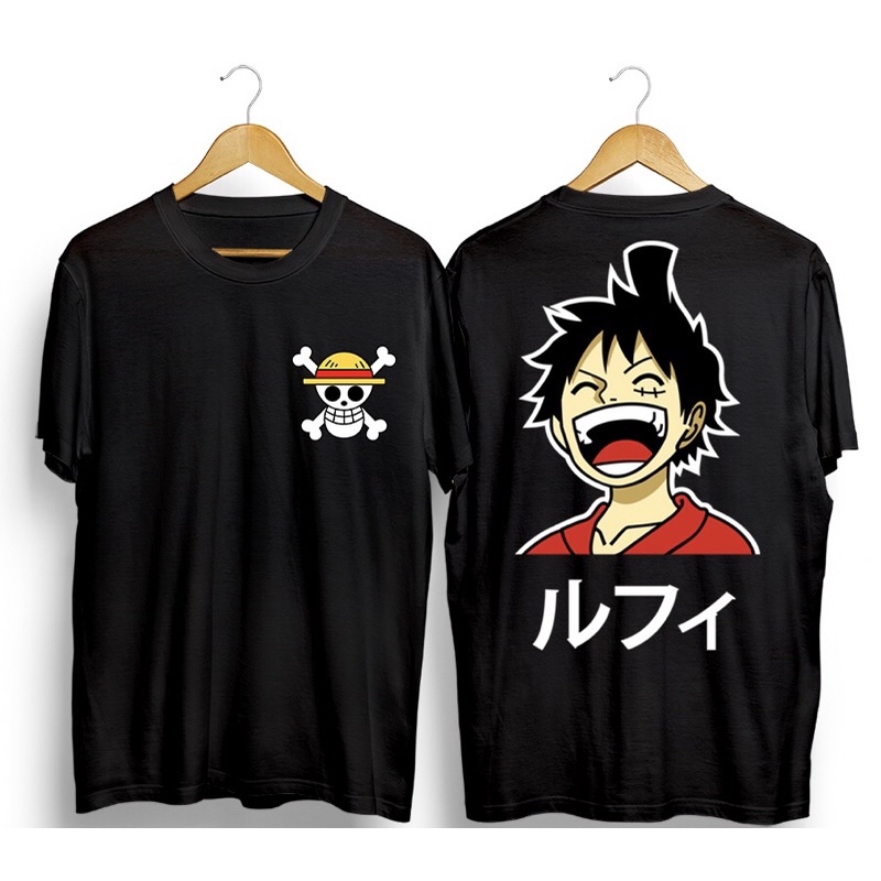 kaos distro/ kaos sablon terbaru/ kaos anime luffy /kaos one piece / kaos trio asl Lengan Pendek ful