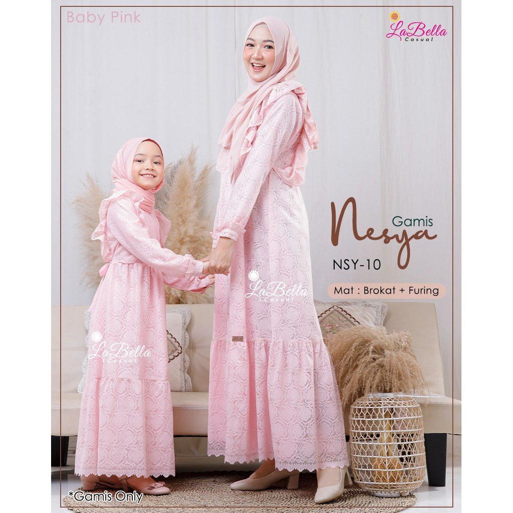 Gamis Nesya by Labella | Gamis Ibu dan Anak| Gamis Anak Brukat