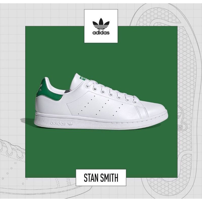SEPATU CASUAL PRIA ADIDAS STAN SMITH WHITE GREEN ORIGINAL BNWB