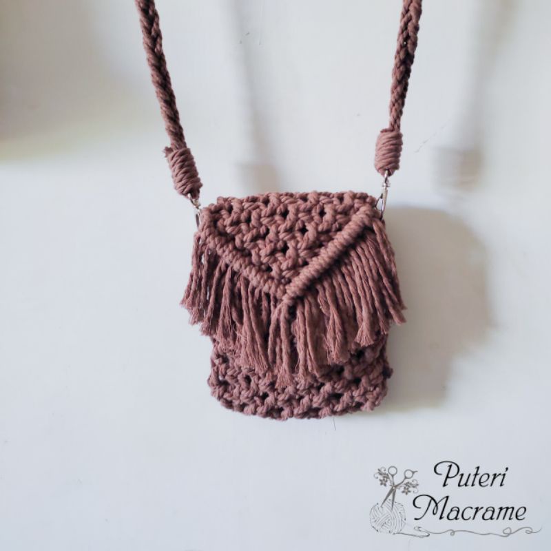 Tas Macrame Mini Aesthetic Retro Untuk Handphone (Kode 1)