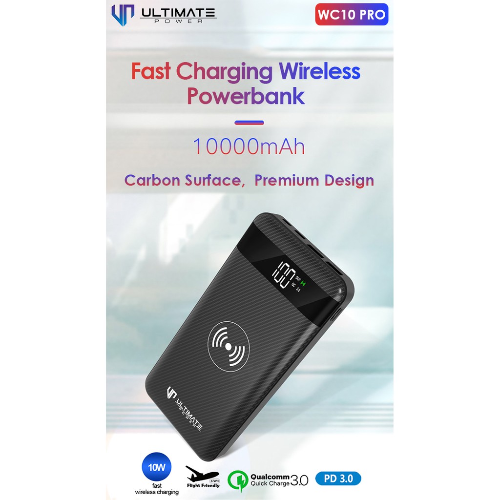 Powerbank Ultimate Power WC10 PRO Fast Charging Wireless 10000mAh