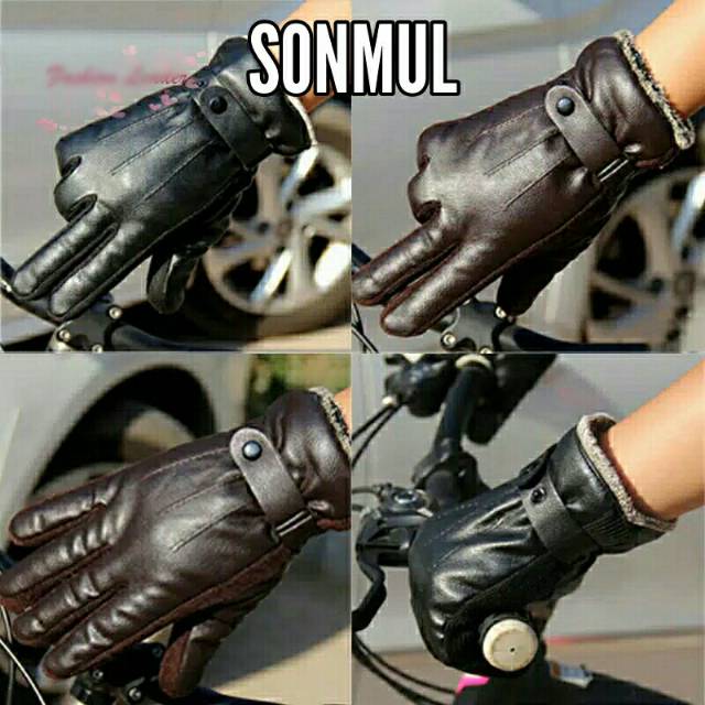 MAN WINTER PU GLOVES CASHMERE SARUNG TANGAN PRIA MUSIM DINGIN / MOTOR HANGAT