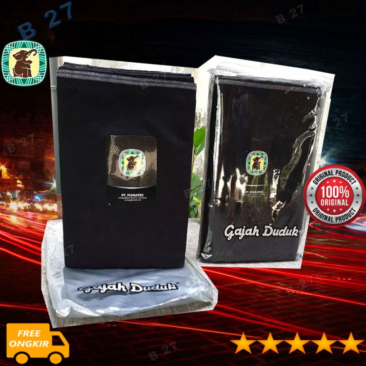 Kain Sarung Tenun G24-11 Hitam Polos Original Gajah Duduk Dewasa