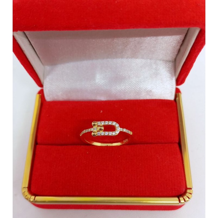 CINCIN PERAK ASLI 925 LAPIS EMAS/CINCIN MATA PUTIH COR/CINCIN ASLI SILVER/CINCIN FASHION WANITA