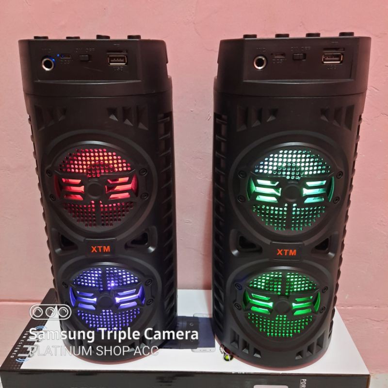 SPEAKER BLUETOOTH BONUS MIC KARAOKE/SALON AKTIF PORTABLE SUPER BASS WIRELESS SPEKER USB LED