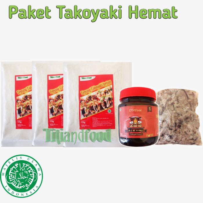 

Paket Hemat Bahan Takoyaki / Okonomiyaki Halal Tepung Saus Katsuobushi
