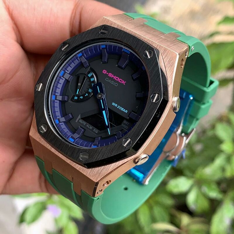 Jam casio G-shock GA2100 custom strap dan bezel