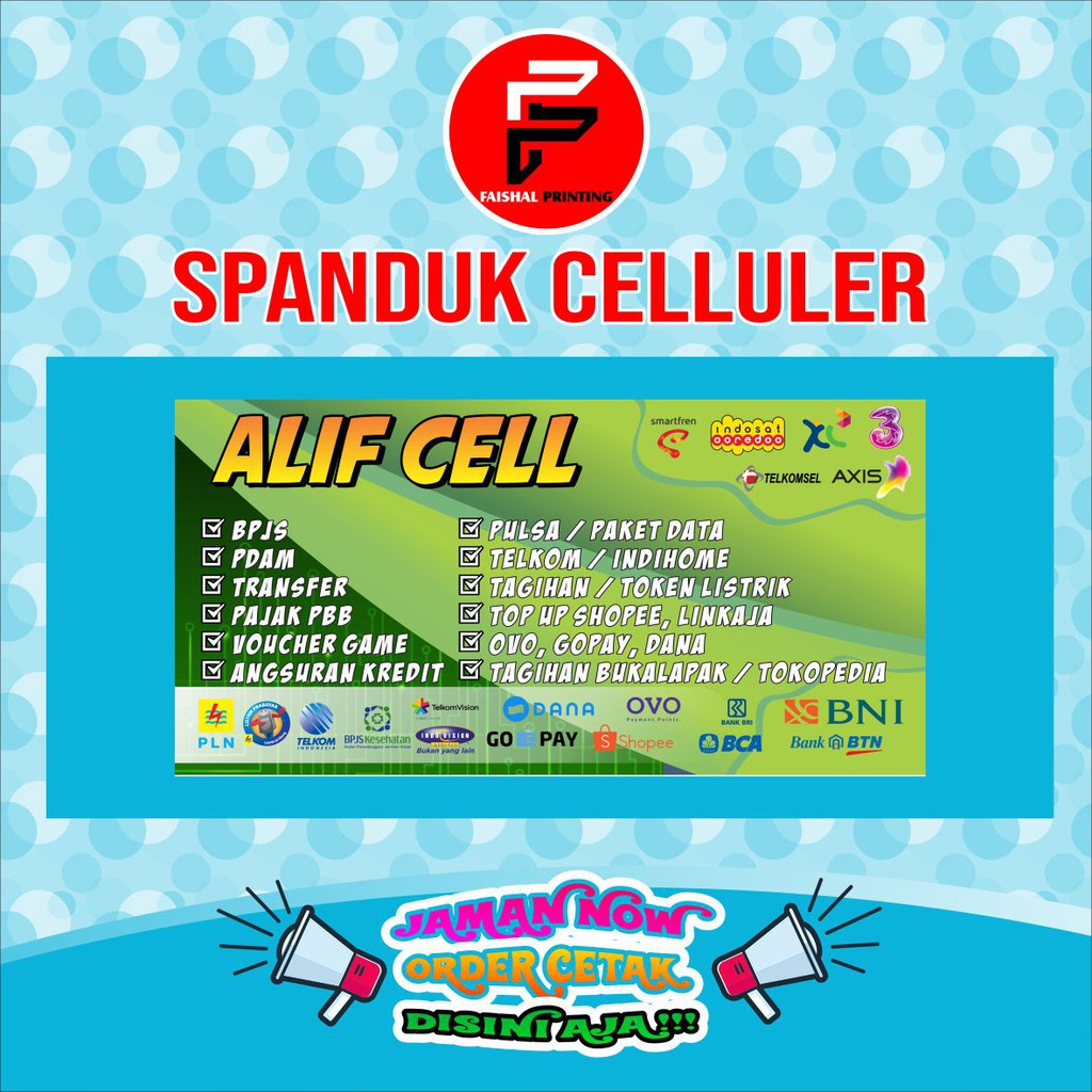 spanduk / banner / backdrop / toko konter jual pulsa ukuran 2 x 1 m