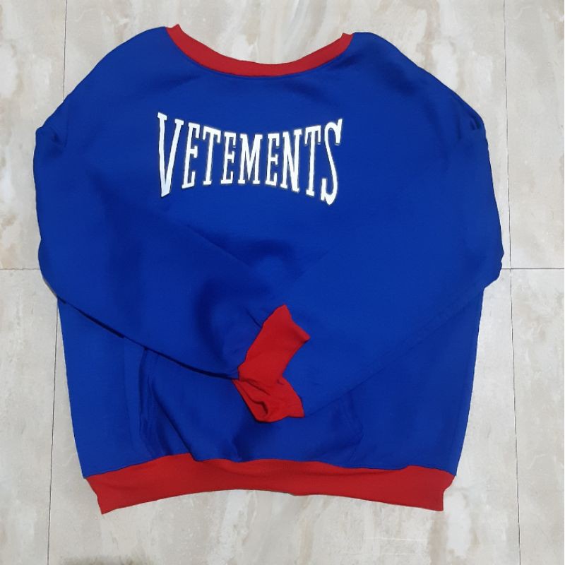 Preloved Hoodie ala Vetements Polizei Bolak Balik Biru Elektrik