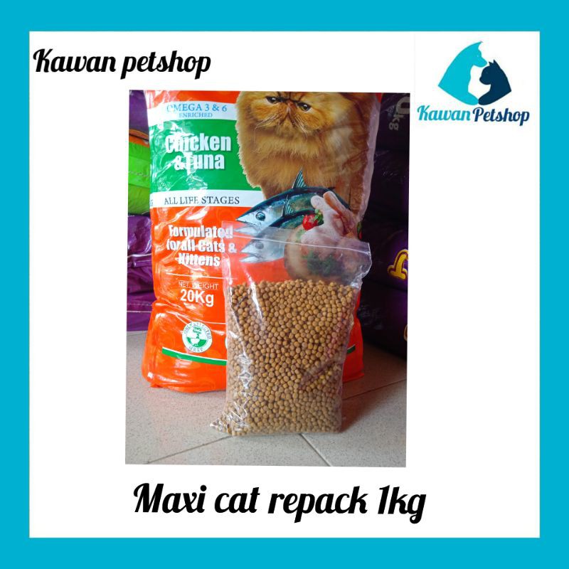 makanan kucing maxi adult/kitten repack 1kg/dry food maxi cat repack