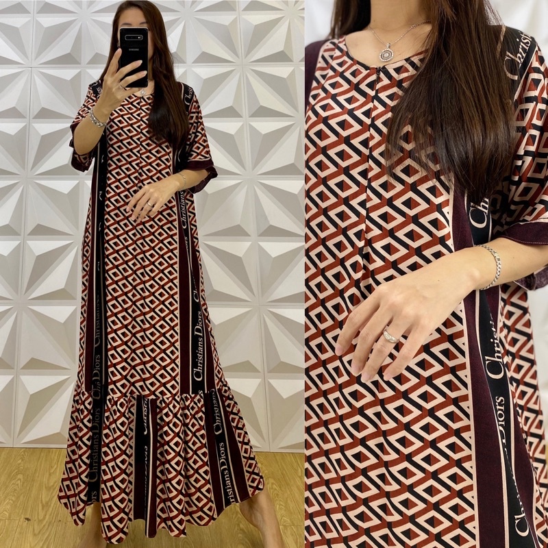 daster MONA tangan 3/4 PB 130cm /daster panjang rempel tangan 3/4  JUMBO premium sleting /busui/rempel tangan 3/4/ tangan pendek/ tali grosir ecer SEMATA KAKI RAYON-Mona di.0r spiral mr