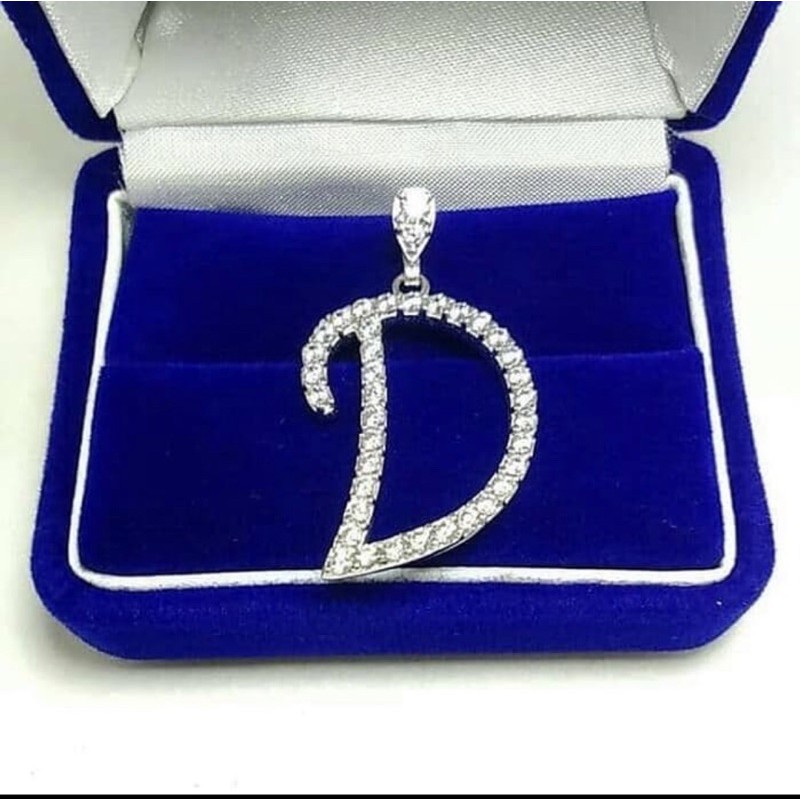 Liontin huruf liontin insial D liontin perak 925 lapis emas putih