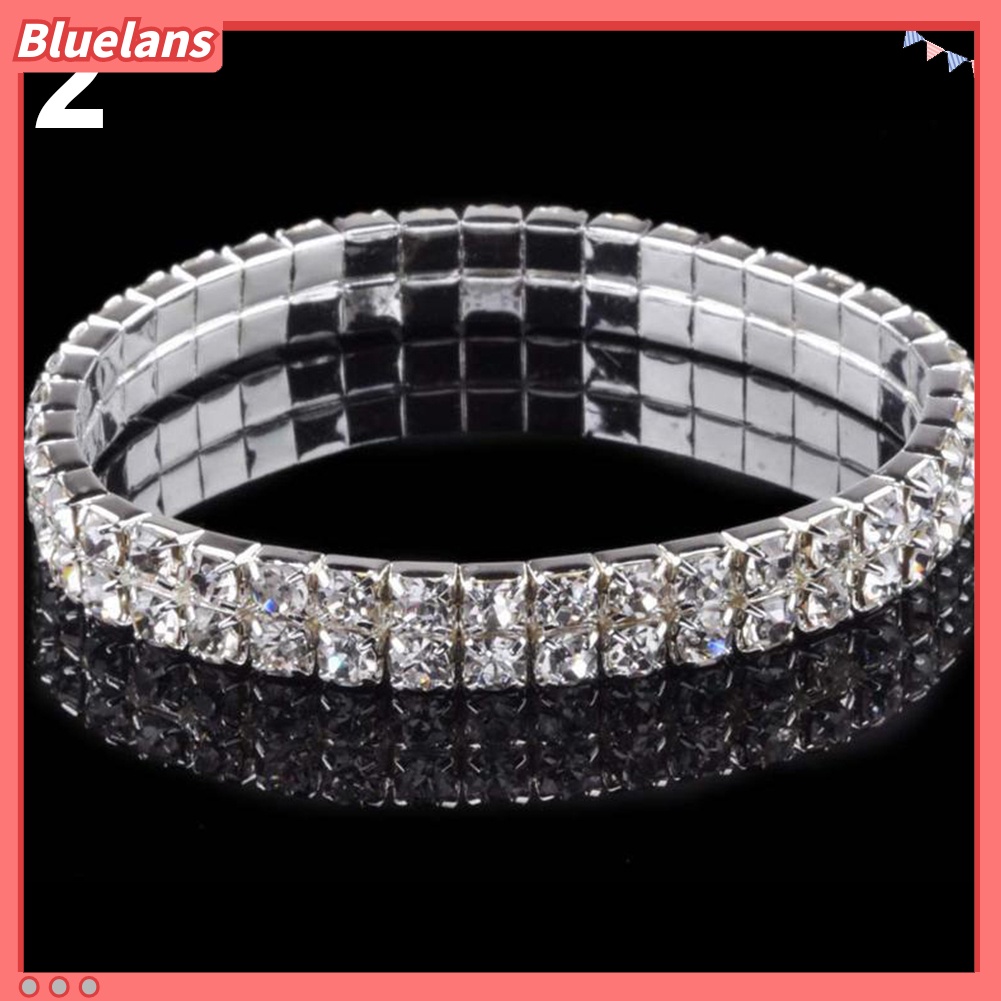 Bluelans Crystal Rhinestone Stretch Bracelet Bangle Wristband Elastic Wedding Bridal Gift