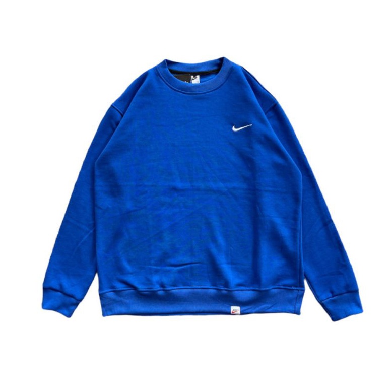 SWEATER CREWNECK NIKE LOGO SMALL SWOSH BLUE AUTHENTIC MIRROR HIGH QUALITY