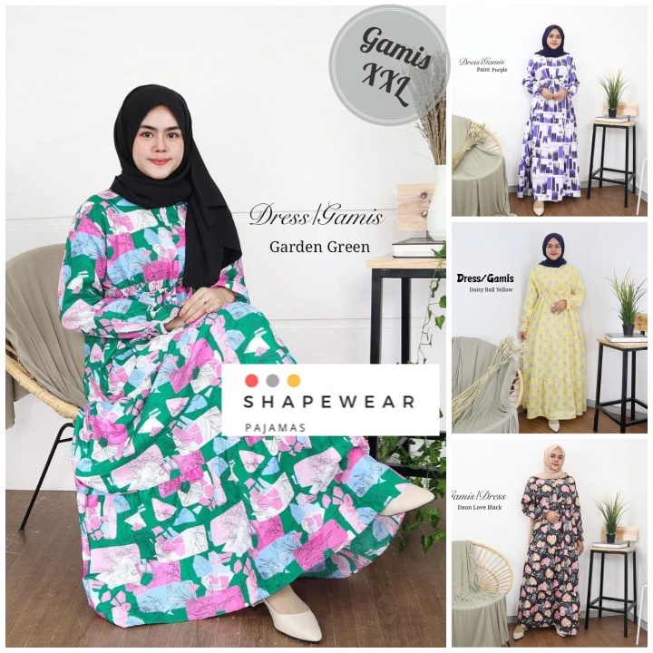 SW gamis murah / DRESS CANDA SIZE XXL JUMBO saten APPLE