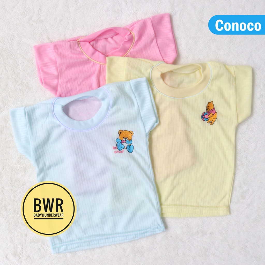 [ 3pc ] Kaos Oblong Conoco SALUR WARNA | Kaos Bayi Newborn Berkualitas - Bwr