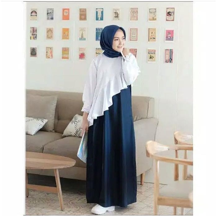 Order Langsung ROSALINDA MAXY Baju Gamis Wanita Terbaru 2020 Dress Wanita Elegant - Putih, L Diskon