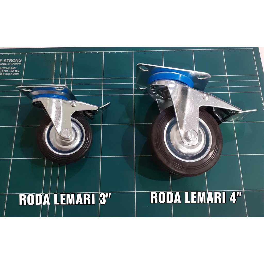 Roda Etalase 4 Inch / Roda Rak Trolley / Roda Karet Rem Hidup